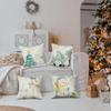 Christmas Pillowcase 20in X 20in 4-piece Set Family Farmhouse Decoration (Tree Snowman Dwarf Deer) Blue