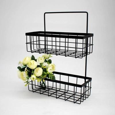 Wandmontierter Eisen-Aufbewahrungskorb Küche Doppelschicht-Regal Badezimmer Toilettenartikel Organizer Regal