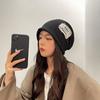 Patch Knitted Hat Women's Thin Ins Style Pile Hat Japanese All Match Pullover Hat Street Baotou Cold Hat