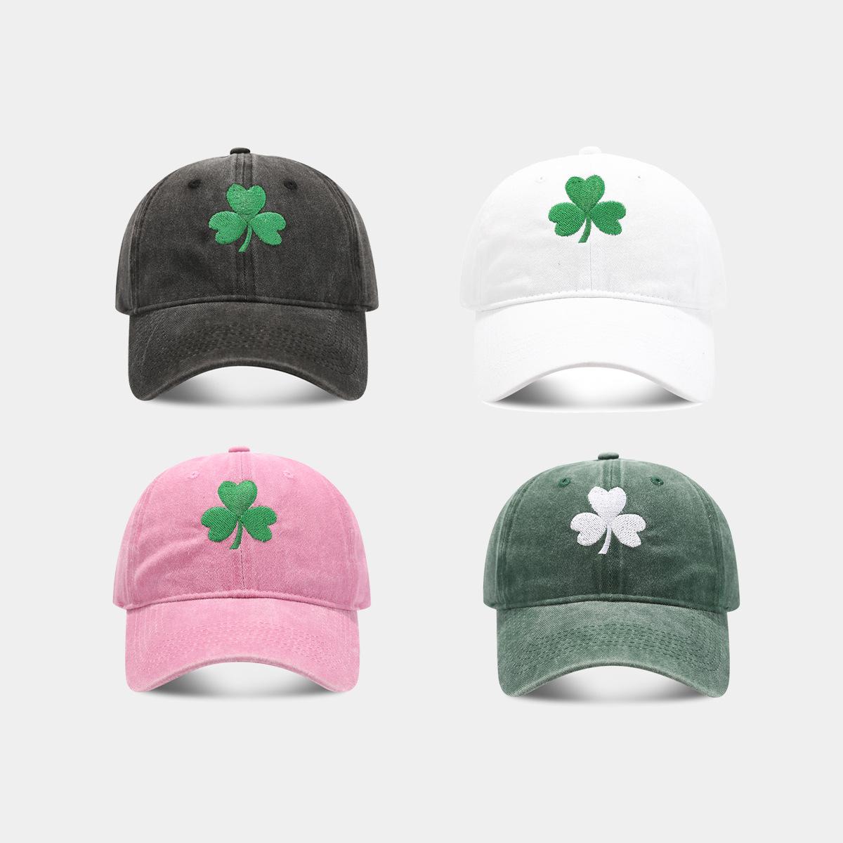 Zealous Sole Women's Green Irish Baseball Hat Couple Retro Clover Embroidered Sunscreen Hat Men Trendy Personalized Duckbill Cap Cm