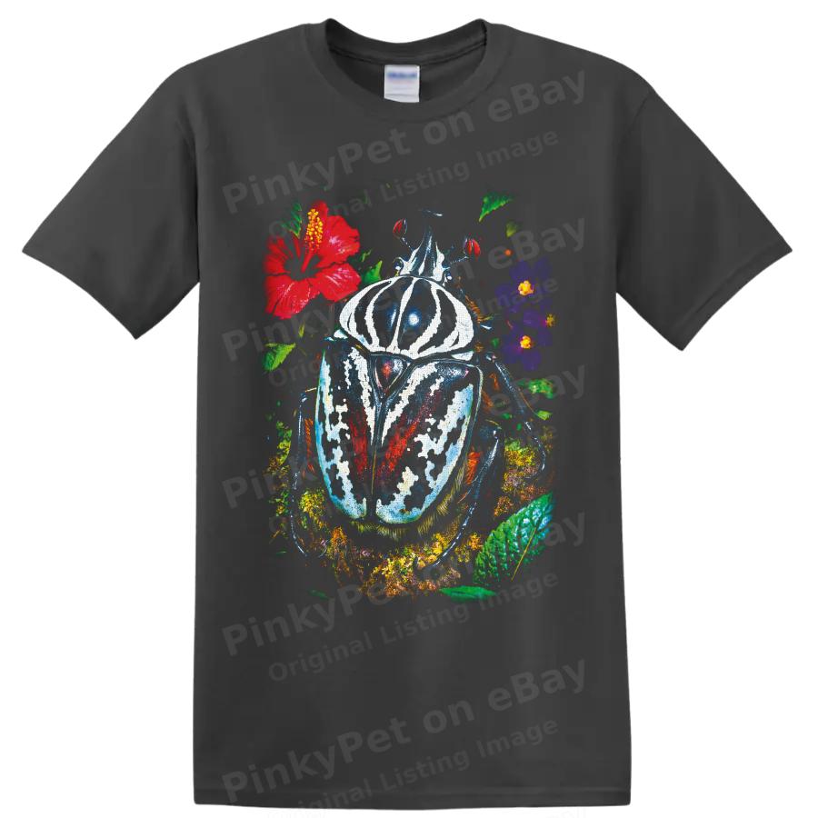 Beetle Insect T Shirt Colorful Tropical Flower Garden Nature Graphic Art Tee
