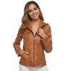 Women's Faux Leather Hooded Biker Jacket, 5 Colors, 11 Sizes, Zip Front