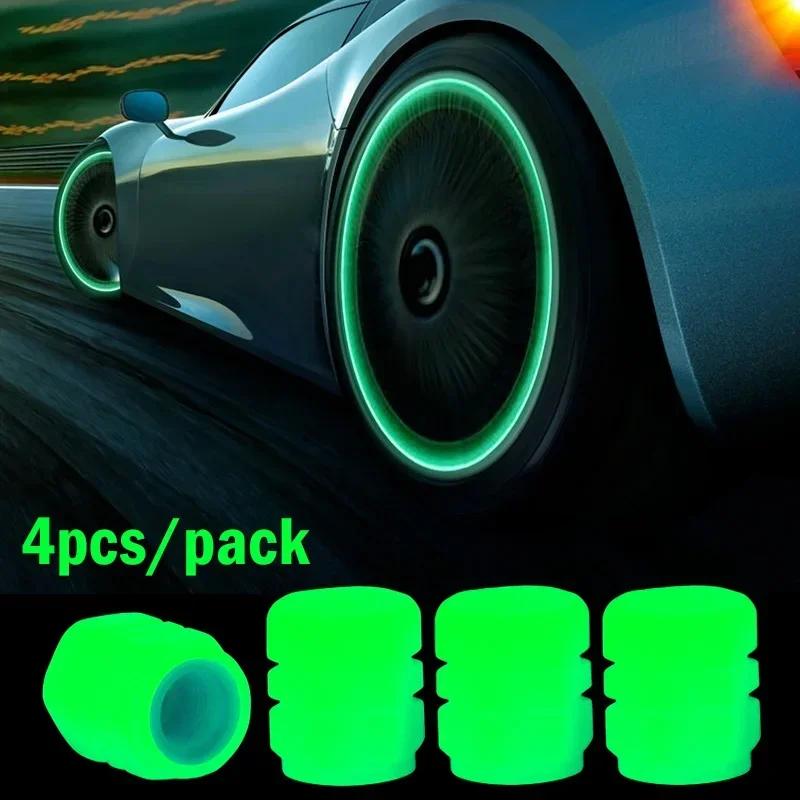 Luminous Valve Caps Fluorescent Glow-in-the-Dark Tire Valve Plugs for Cars Motorcycles Bikes Wheel Hubs Decorative Hub Covers