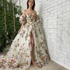 Spring And Summer New European And American Women'S Clothing Dress One-Word Shoulder Tube Top Split Embroidery Temperament Mesh Dress