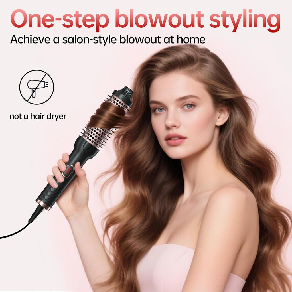 Inch Thermal Brush, Heated Round Brush for Blowout Look with Negative Ions & Ceramic, Fast Heating Curling Iron