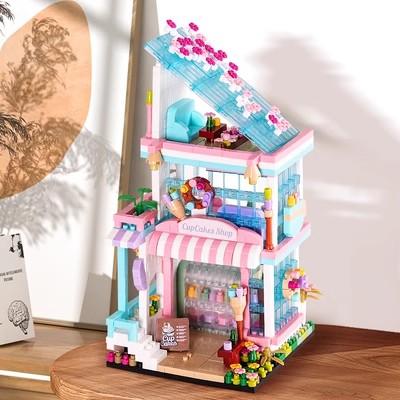 Creative Flower House Construction Blocks Dessert Shop Street View Model Blocks Toys Micro Blocks Toys For Young Boys Girls Present Kids Toys