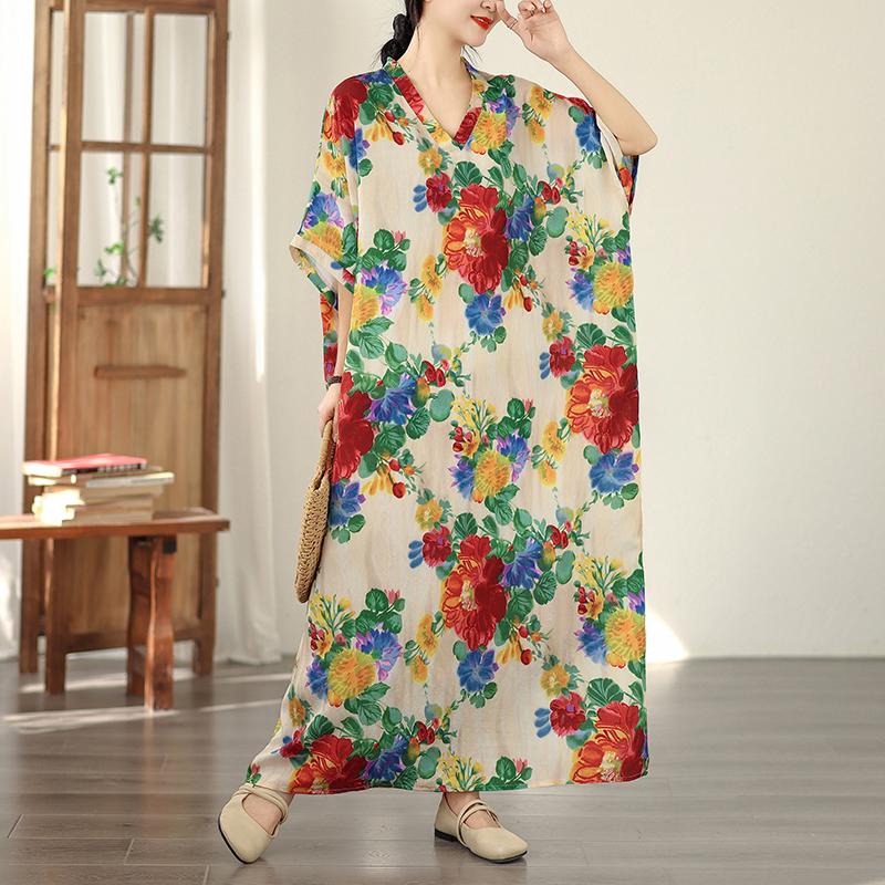 DIMANAF New 2026 Women Plus Size Spring Summer Beach Long Dress Fashion Lady Loose Oversize Maxi Floral Print Black