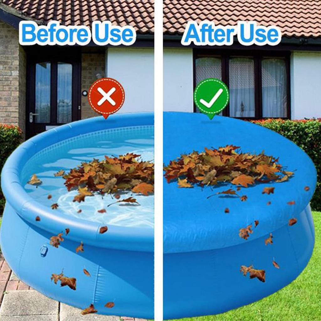 Round Pool Cover Swimming Pool Cover Protector Dustproof Hot Tub Protective Lid With Drawstring for Outdoor Yard Backyard