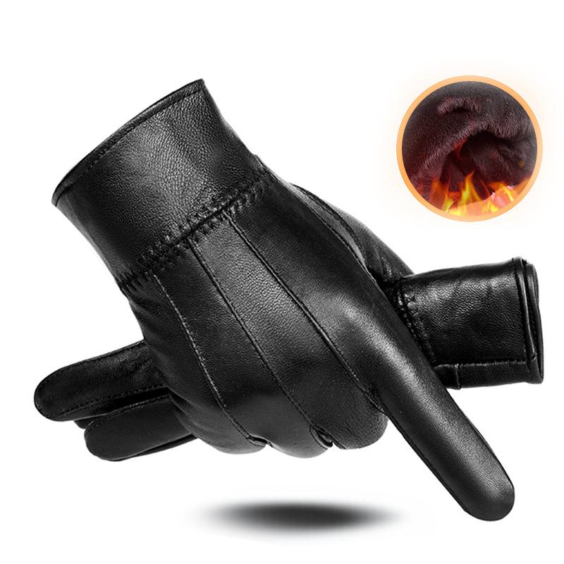 

Мужские зимние термальные перчатки из натуральной кожи для езды на мотоцикле, удобные толстые перчатки из овчины
