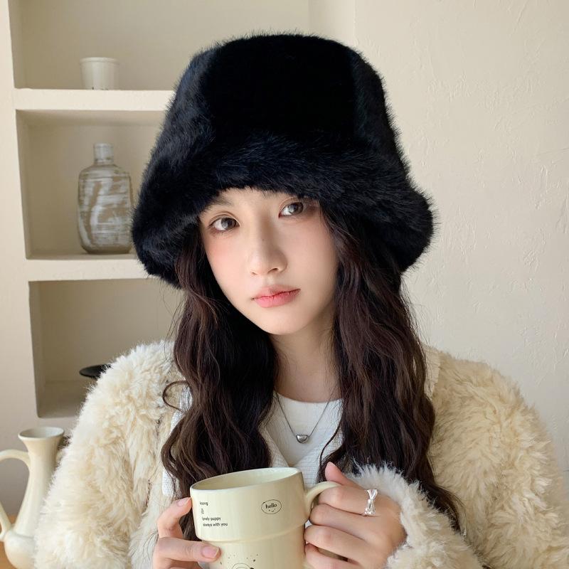 Winter Hat Women's Plush Bucket Hat Cute Sweet Ear Protector Basin Hat