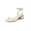 Ji's New French Strap Sandals Mori Thick Heel Square Head Open Toe Middle Heel with Sandals Women