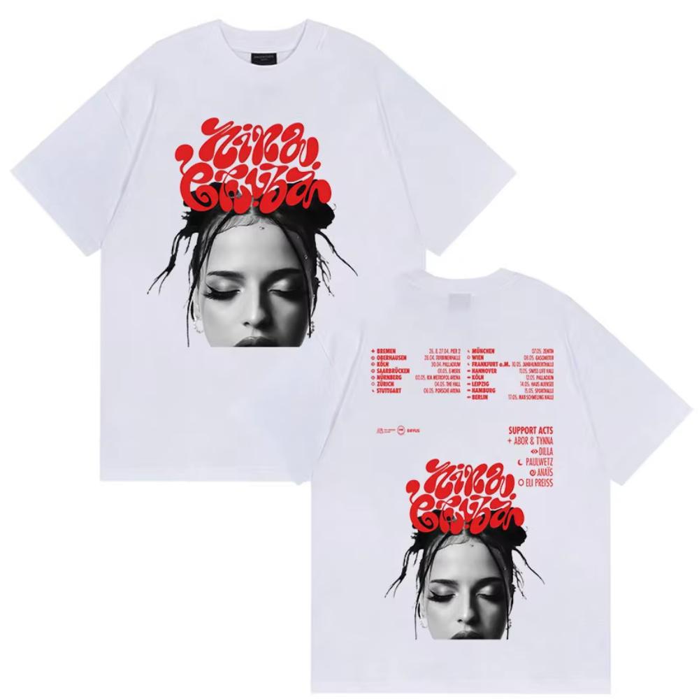 Camiseta Merch Gira Arena 2025 de la rapera Nina Chuba para hombre y mujer, camiseta vintage de hip hop de manga corta, camisetas de algodón puro, ropa de calle