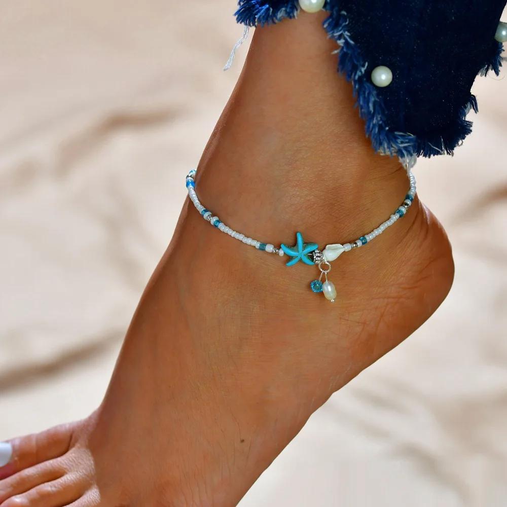 Tree of Life Anklets For Women Turtle Shell Starfish Elephant Ankle Bracelet Multilayer Chain On Leg Foot Boho Summer Jewelry