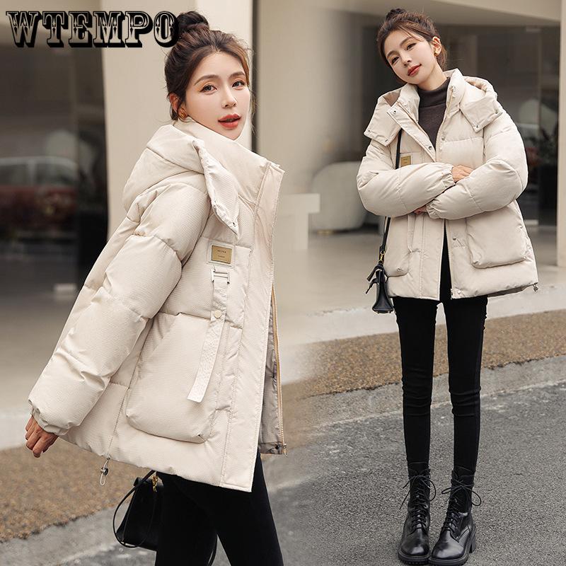 Короткая часть большого размера пуховая хлопковая куртка женская зимняя свободная — фото 3