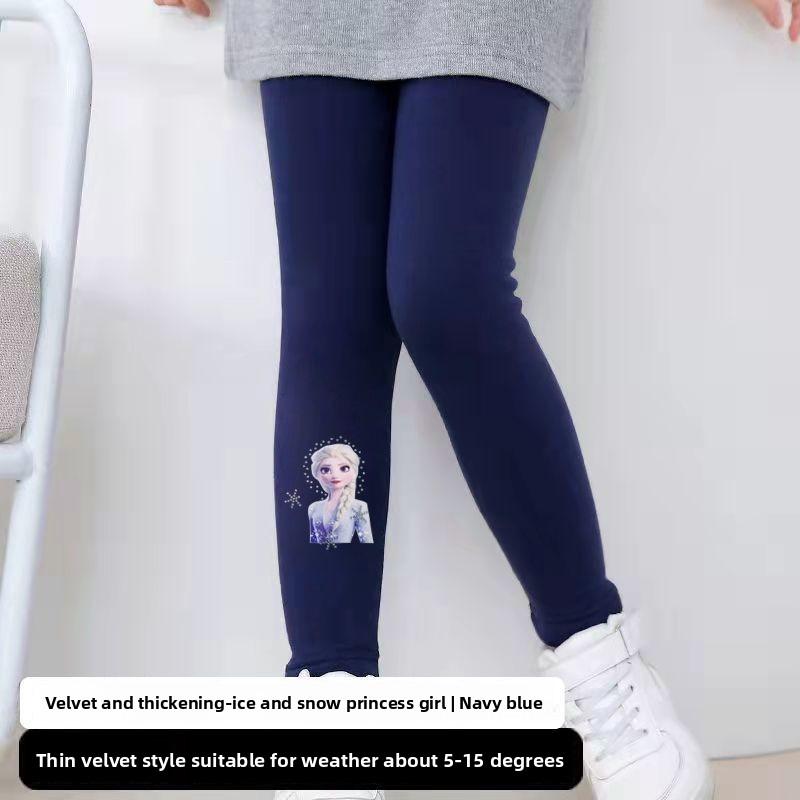 

Леггинсы для девочек осень-зима плюс бархатные брюки с рисунком для девочек детские теплые штаны 150
