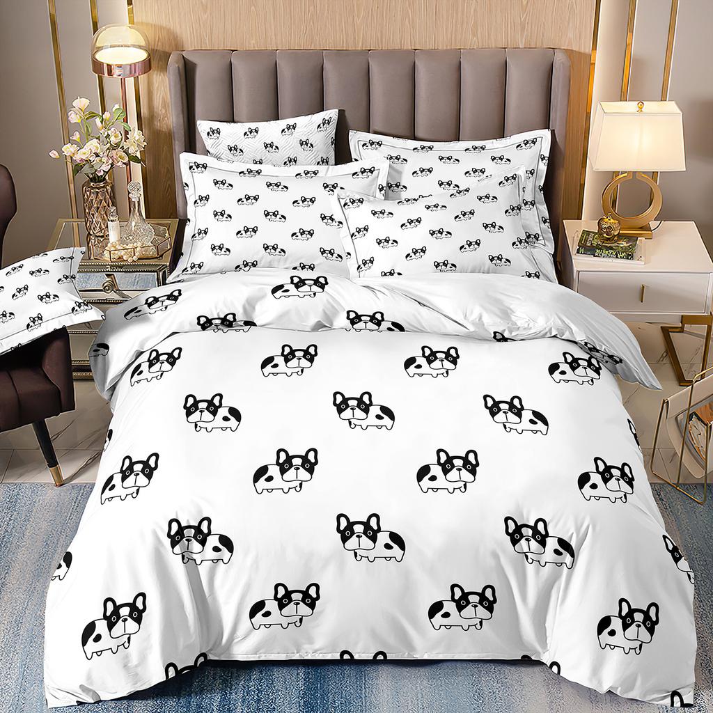 Children'S Cartoon Animal Panda Dog Toy Car Bedding 3D Digital Printing Three-Piece Set