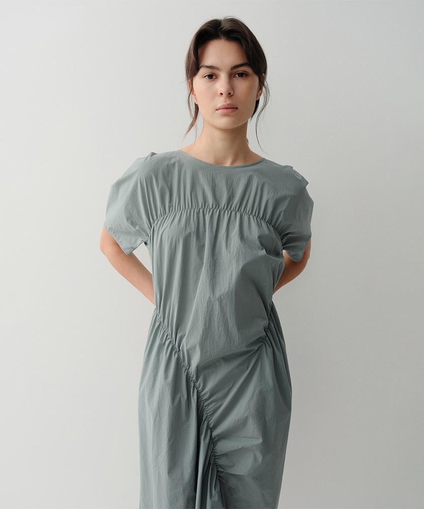 Ia Shirring Long Dress (Greyblue)