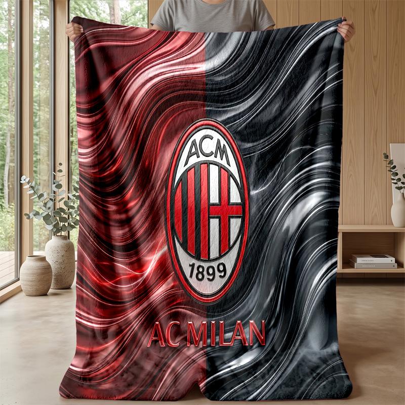 AC Milan Theme Blanket Soft Flannel Blanket Plush Throw Blanket Cozy Sofa Bed Blanket for Home Decor