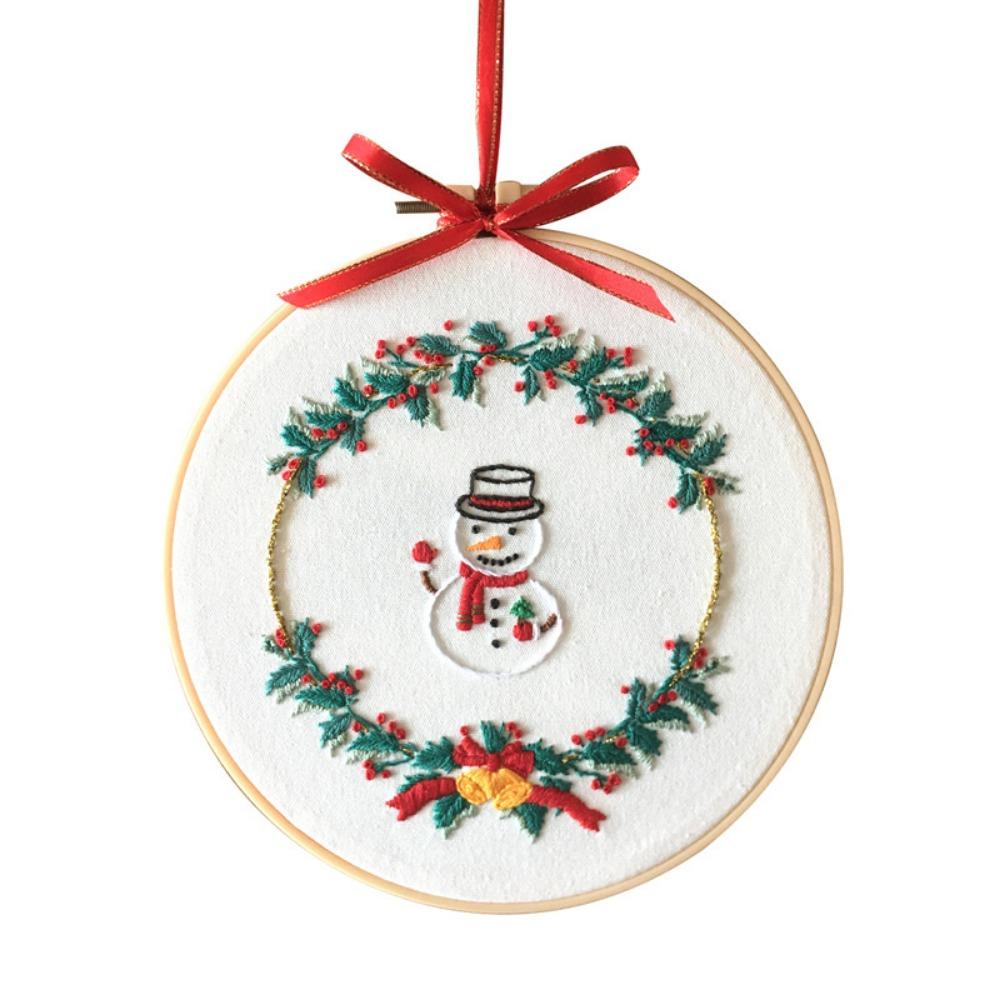 Printed Pattern Christmas Embroidery Kit Handmade Embroidery Starter Kit Practice