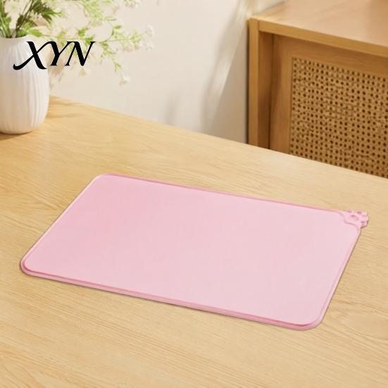Non-slip Cat Bowl Tray Food Grade Silicone Pet Feeding Mat, Anti-Slip Dog Flexible Puppy Waterproof Insulation Pad for Kitten Easy Clean Mat