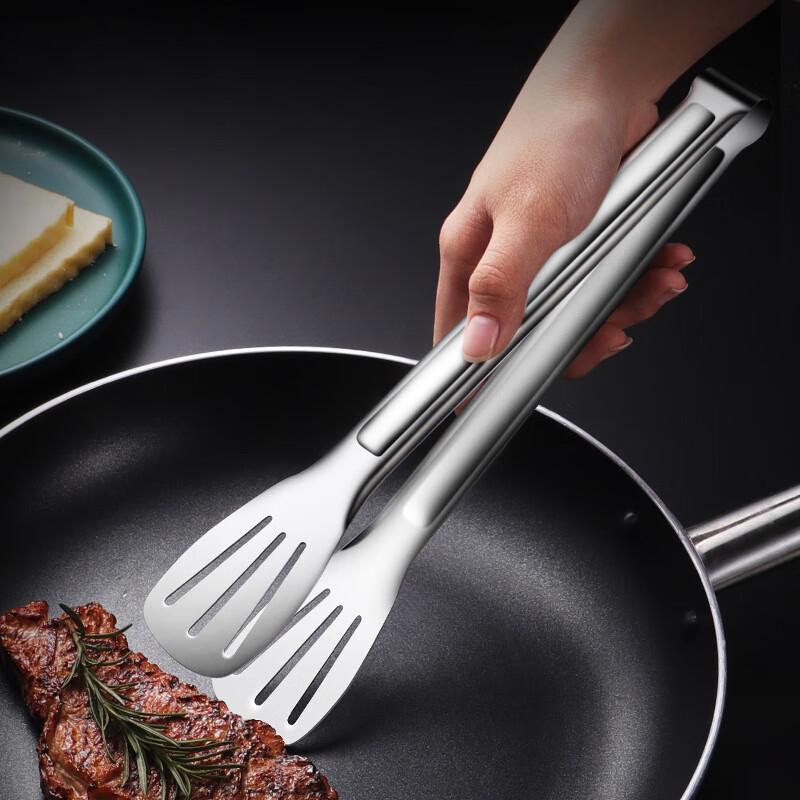 Zhi Shi 9-inch Thickened 304 Stainless Steel Food Tongs