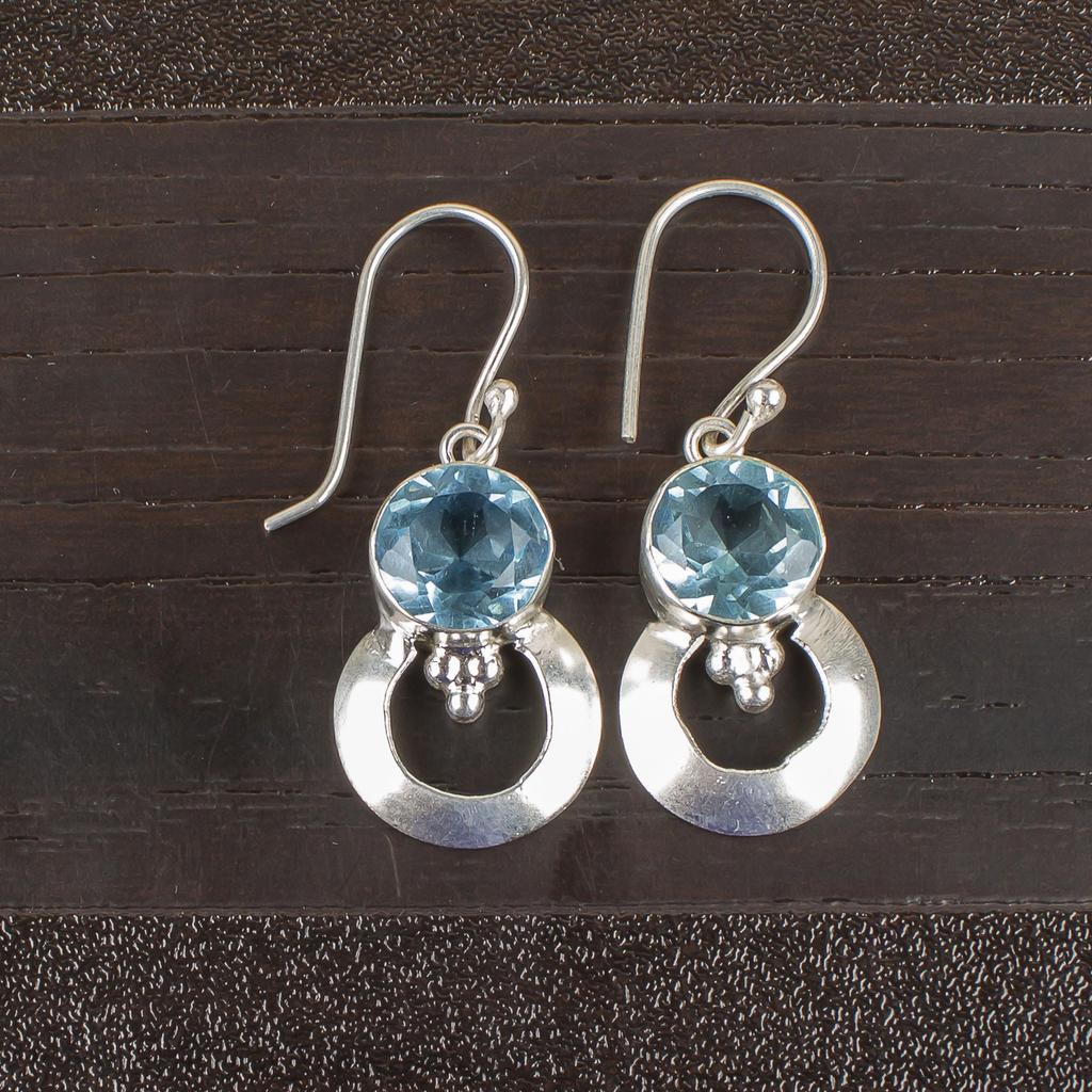 Sky Blue Topaz Earrings Gemstone Jewelry, 925 Solid Sterling Silver Earrings, Handmade Jewelry Birthstone Earrings, Gift For Mother