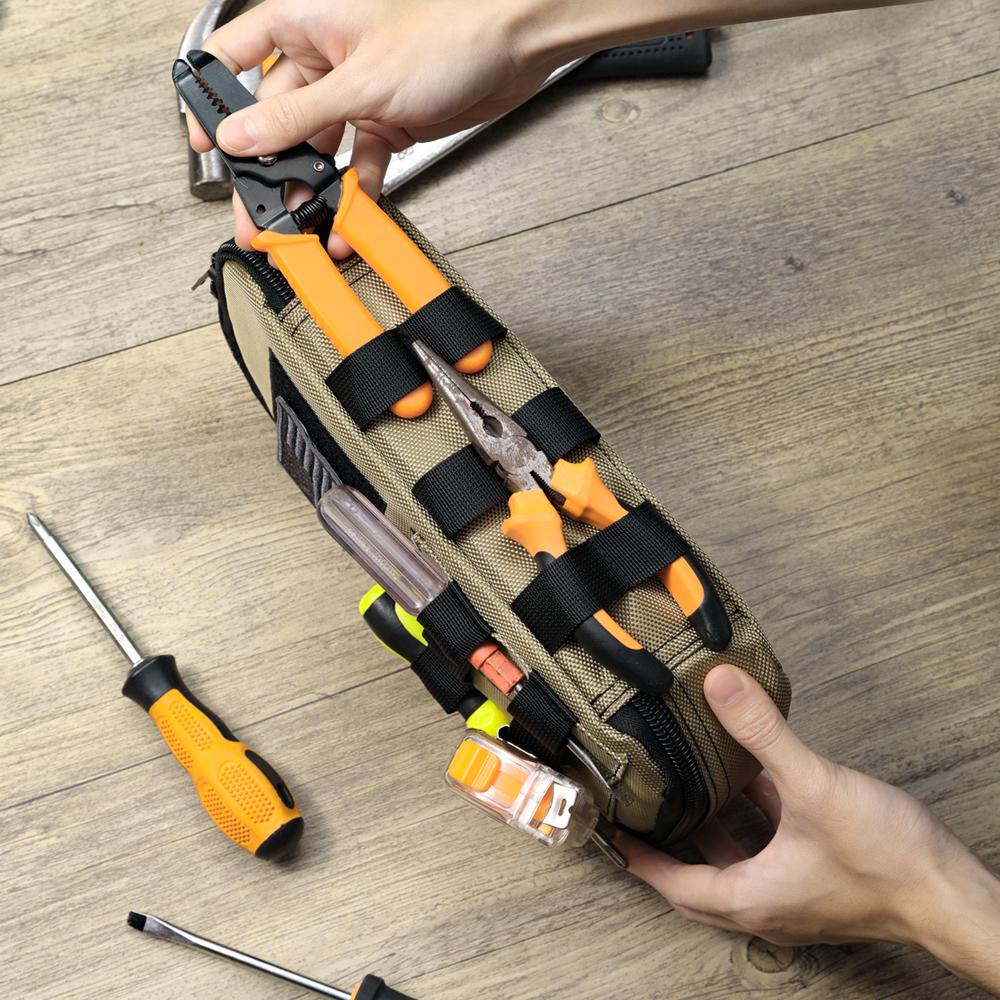 Heavy Duty Small Tool Bag Pouch Portable Utility Organizer Case with Zipper Handle for EDC, Motorcycle, Road Bike, Electricians