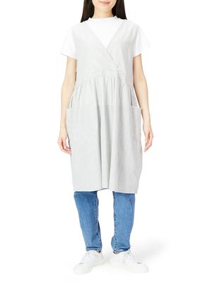 Striped GY [Hima Japan] Apron, Linen-Stuffed 2-Way Apron, AP42235, M-L