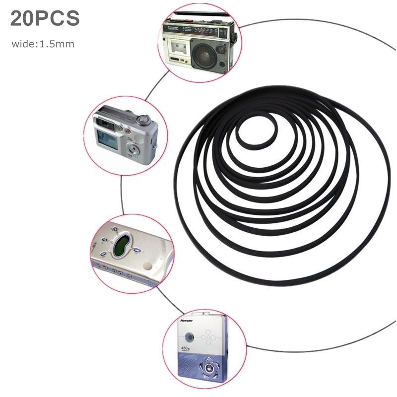 1.5mm Width Mix Cassette Tape Machine Belt Assorted Common Square Rubber Belt for Recorders DVD Drive Turntable