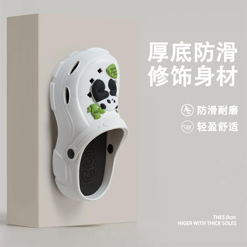 Women's high-heeled hole shoes, new summer models, thick-soled and breathable outer wear, two muffin and non-slip beach cool slippers.