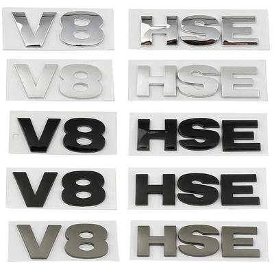 3D ABS HSE V8 Letters Car Rear Trunk Fender Badge Emblem Decals Sticker For Land Rover Range Rover Sport Vogue Discovery 4