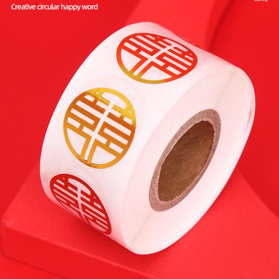 500Pcs/Roll Double Happiness Label Stickers Adhesive PVC Holidays Daily New Year Label Stickers for Book