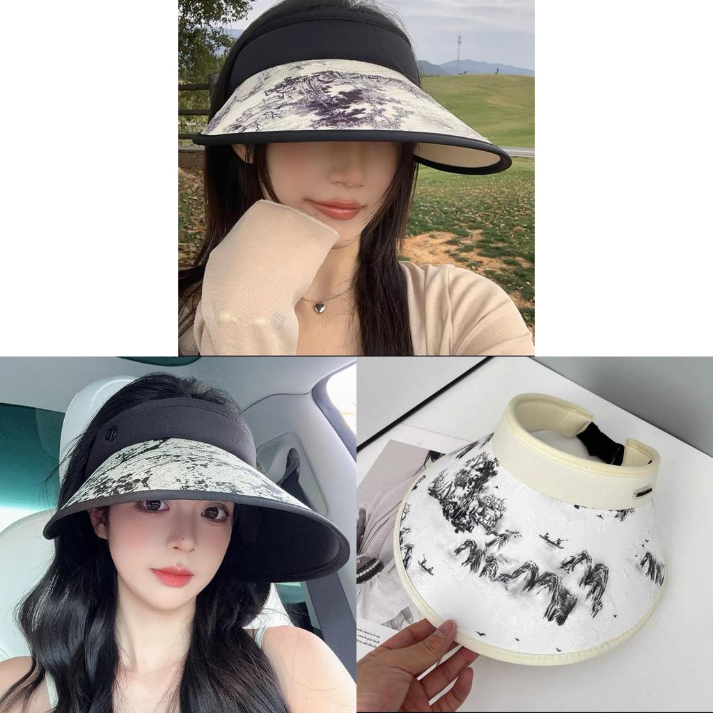 Water Ink Ink Wash Summer Sun Hat With Adjustable Fit For Face Face Small And Sunshade
