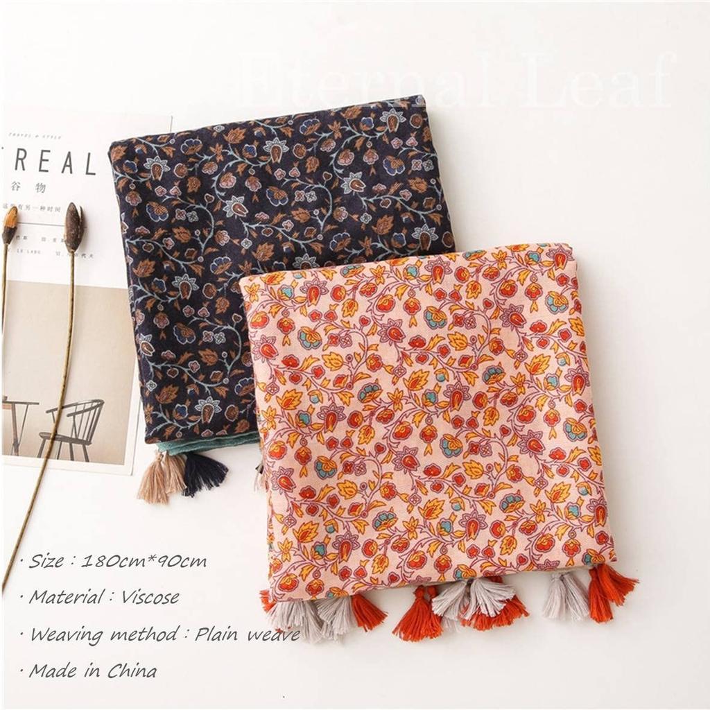 Eternal Leaf Large Arabesque Pattern with Sun UV FT34810 Women's Gauze-Style Scarf/Shawl Tassels, Protection, Protection, (01.LS2009B)