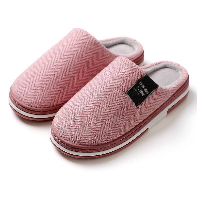 Home cotton slippers men's home autumn and winter thick-bottomed non-slip new indoor warm plush slippers men
