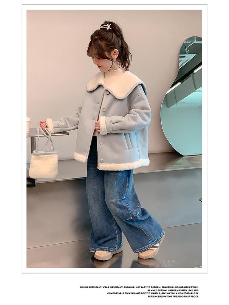 Girls' Lambswool Fleece Lined Coat - 2025 Autumn/Winter Collection