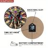 Elephant Wall Clock. Colorful Decorative Timepiece with Roman Numerals for Living Room or Bedroom.