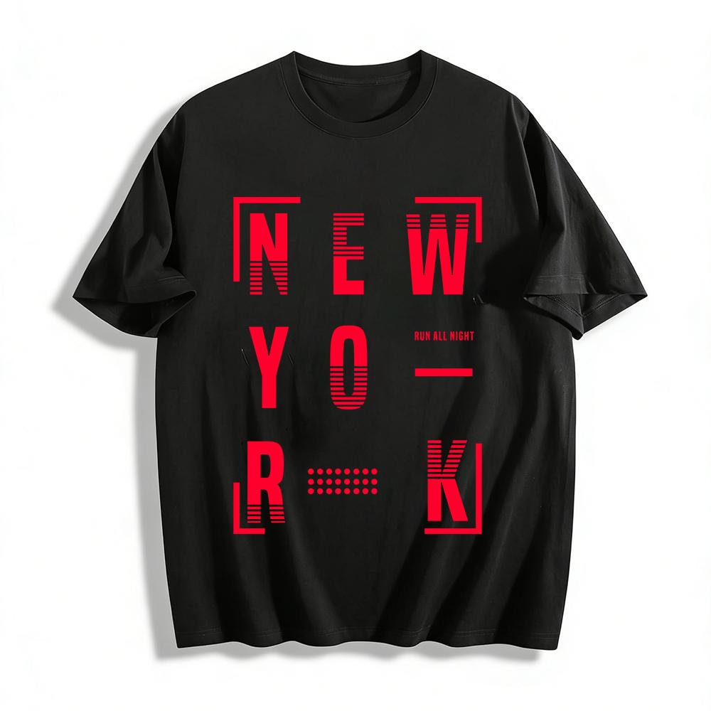 

New York Letter Print Casual Tshirt Unisex Street Style Versatile Top Pure cotton T-shirt XXS