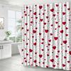 1pc Red Heart-patterned Shower Curtain, Polyester Fabric, Machine Washable, with Hooks, Suitable for Bathroom Décor.