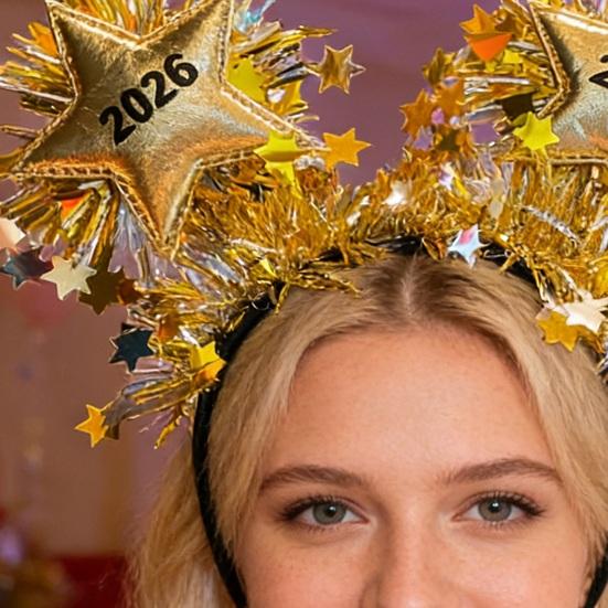 Hair Hoop Golden Design 2026 New Year Headband Party Decoration Photography Prop New Year Eve Gift