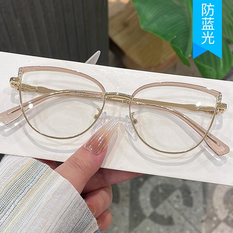 Fashion Stylish Women Glasses Cat Eye Shape Anti Blue Light Eyeglass Frames European American Style Women's Glass