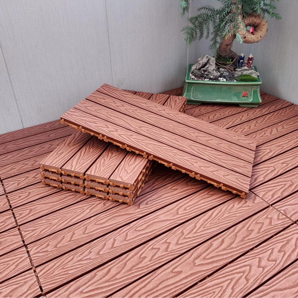 Wasserdichte, wartungsfreie WPC-Terrassendielen für Terrassen, Gärten und Balkone - Selbstverlegend und korrosionsbeständig