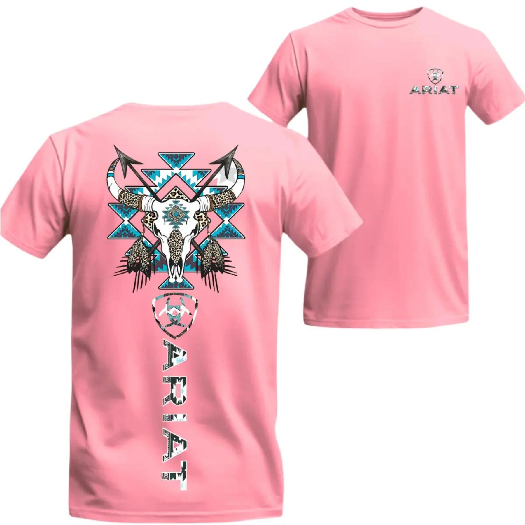 ZheXiong TEE Ariat Western T-shirt Grafisch Katoenen T-shirt Unisex Zomer Korte Mouw Mode Merk T-shirt Luxe Casual Vintage Retro Tops S
