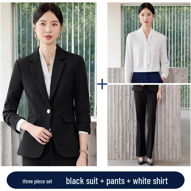 Women's Professional Suit Set: Formal Workwear for Spring and Autumn - High-End Pantsuit for Hotel Sales Managers