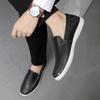 Men's shoes 2025 summer new mesh solid color breathable one-pedal lazy casual shoes men go out platform leather shoes