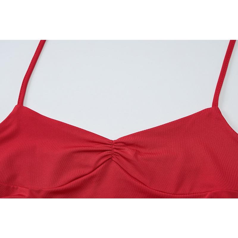 Women's Sexy Fashion Pleated Hanging Neck Temperament Royal Sister Wind Waist Slit Dress