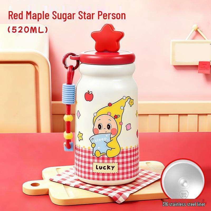 Cute Cartoon Star Thermos: High-Value Portable Coffee Cup Gift for Girls - Perfect Holiday Water Cup