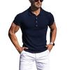 2024 New Summer Polo Men Solid Stripe Fitness Elasticity Short Sleeve Polo Shirts Men Fashion Stand Collar Mens Shirts