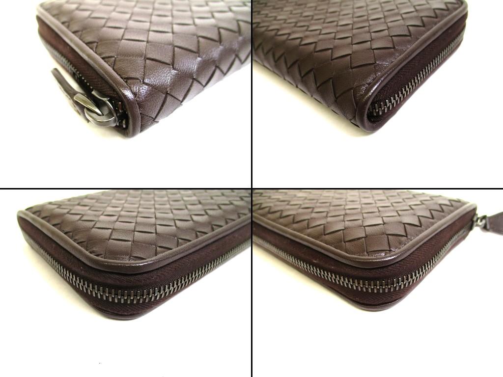 Authentic BOTTEGA VENETA Intrecciato Dark Brown Leather Round Zip Wallet Purse #b245  Open box