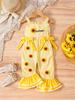 Girls' Fruit Embroidered Bow Strap Jumpsuit